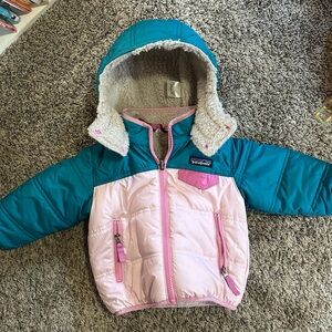Patagonia Tribbles Teal and Pink Hooded Jacket